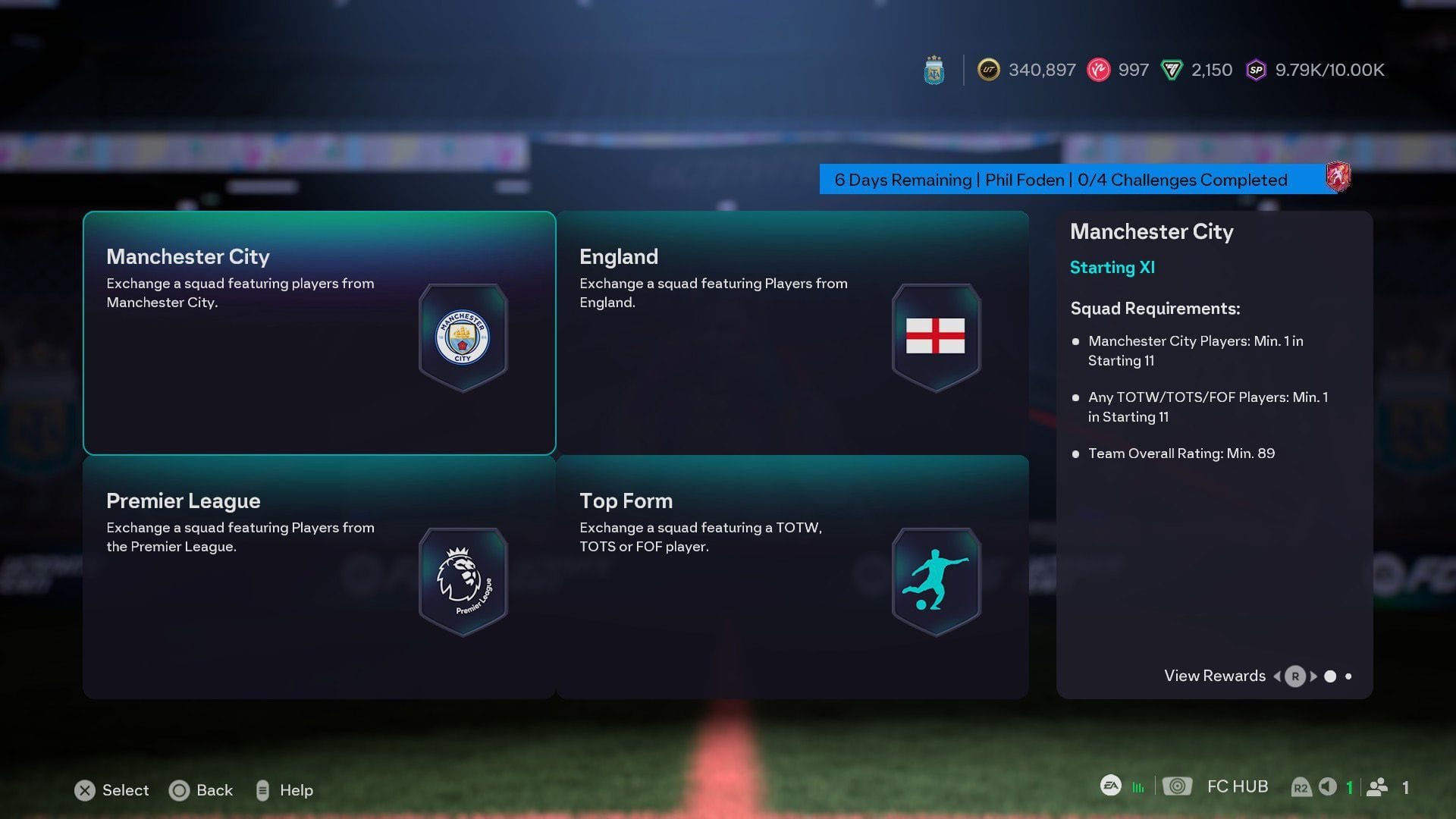 Tasks for the Phil Foden Futties SBC (Image via Sportskeeda/EA Sports)