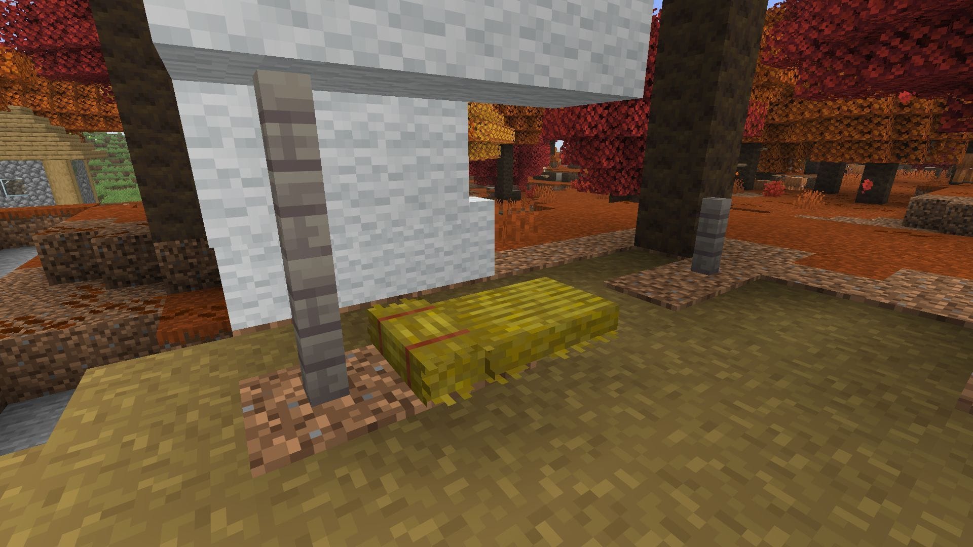 Straw bed in an abandoned camp (Image via Mojang)