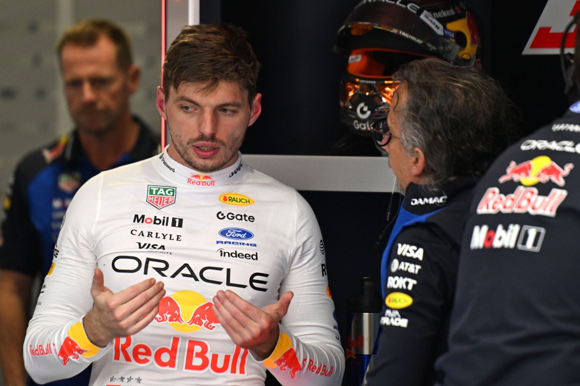 Max Verstappen and Red Bull boss Laurent Mekies involved in a tense back and forth as the driver spins his car during the F1 Hungarian GP qualifying