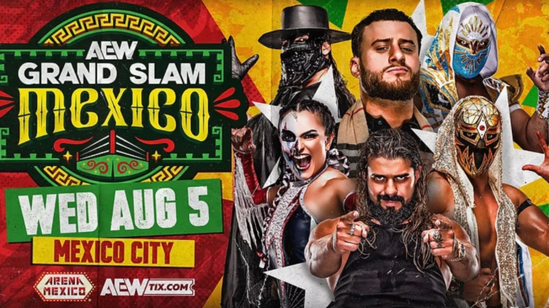 Pôster oficial do Grand Slam México 2026 - Fonte: allelitewrestling.com
