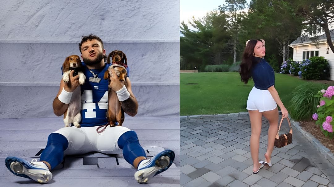 Cam Skattebo's GF Chloe Rodriguez poses for sunkissed snap in Giants-inspired crop top for preseason game vs. Jets