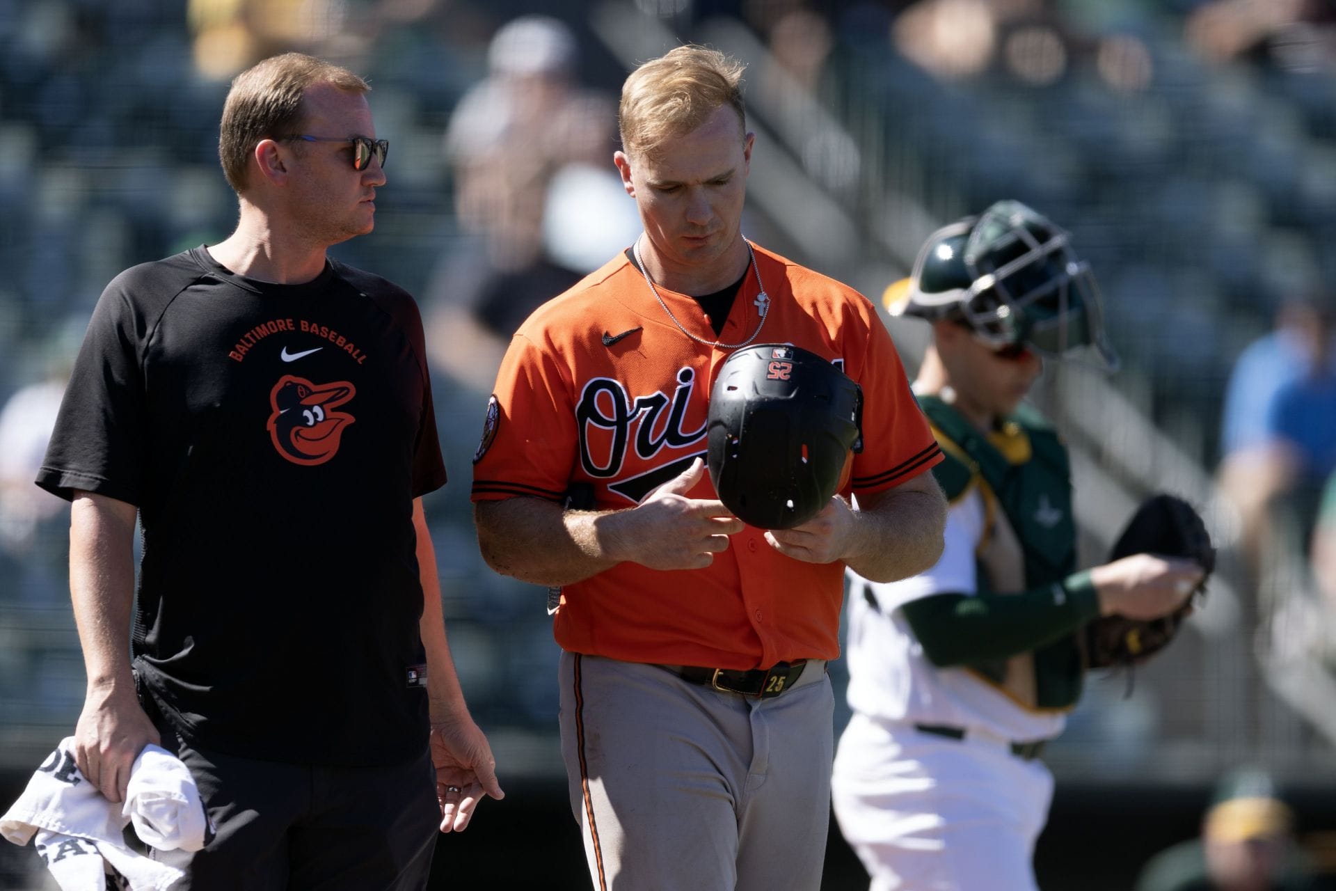 WATCH: Pete Alonso takes frightening blow to helmet from Kade Morris' 95 mph fastball in Orioles vs. Athletics game