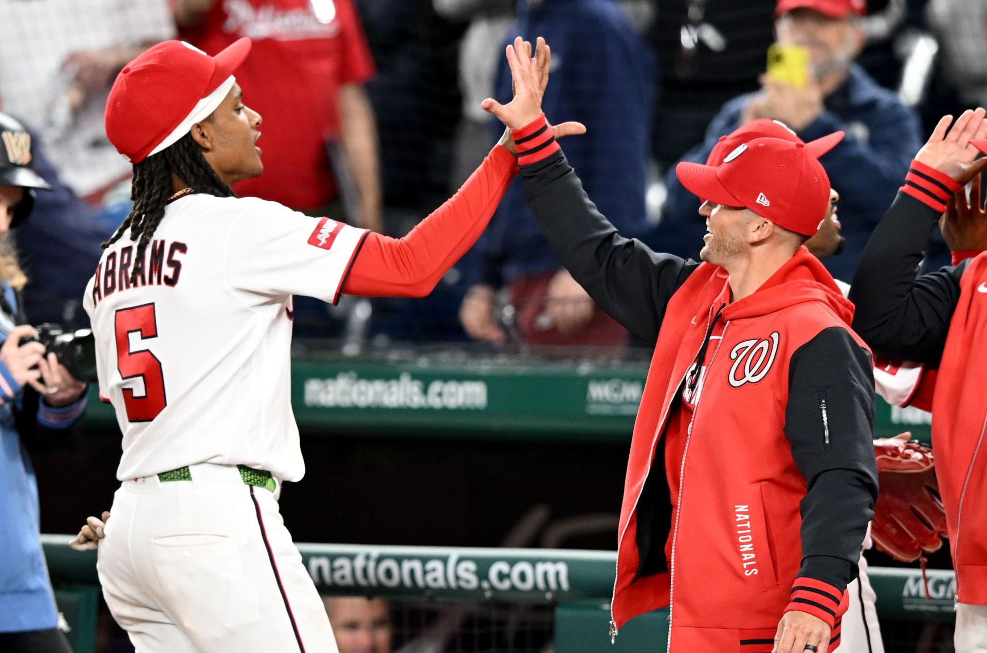 CJ Abrams (L) with Blake Butera (R) in the Washington Nationals' dugout - Source: Getty