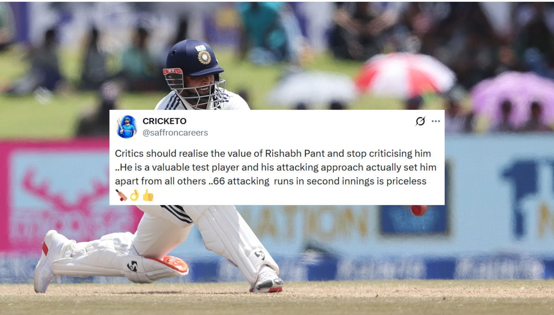 "There's simply no one like him" - Fans hail Rishabh Pant for crucial 69-ball 66 in the second innings of SL vs IND 2026 1st Test