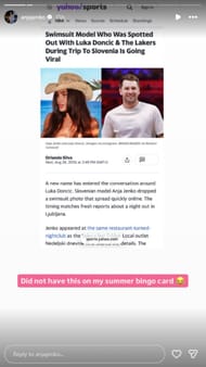 Anja Jenko posted a story on her Instagram about the dating rumors with Doncic.