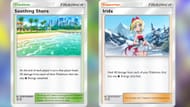 Soothing Shore and Irida in TCG Pocket (Image via The Pokemon Company)