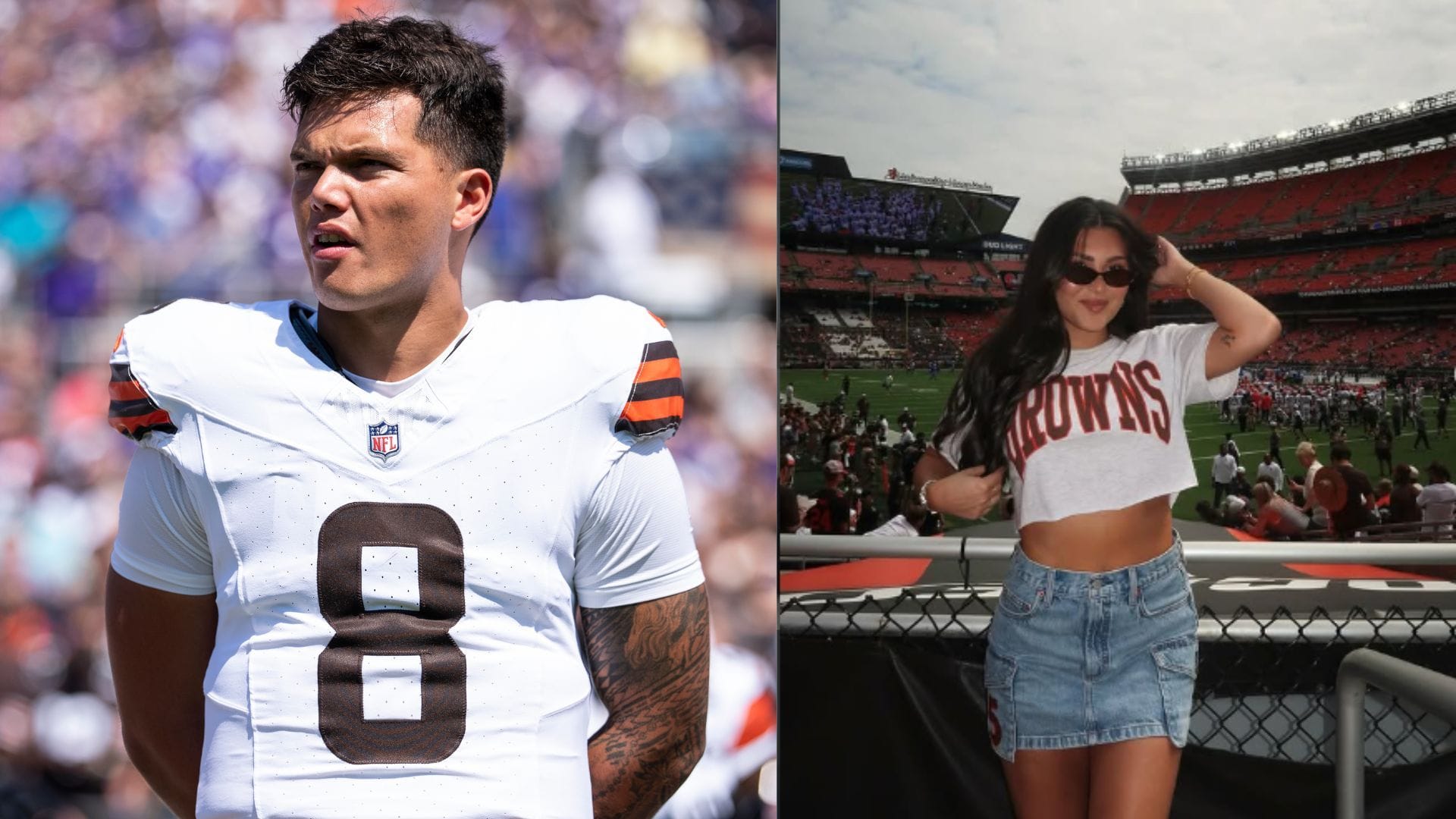 Dillon Gabriel's wife Zo Gabriel keeps it effortlessly casual in brown-and-white look to celebrate Browns QB’s year 2