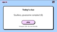 Hints for today's August 6, 2026 Minute Cryptic answer (Image via Minute Cryptic)