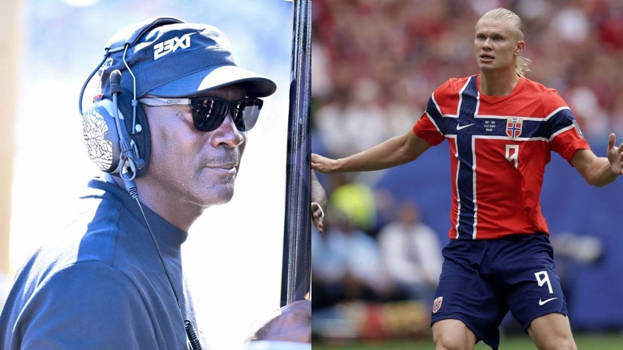 "Erling you look like a minion", "Halland looking like his kid" - NBA Fans Lose It As Michael Jordan Leaves Erling Haaland Looking Tiny During Linkup