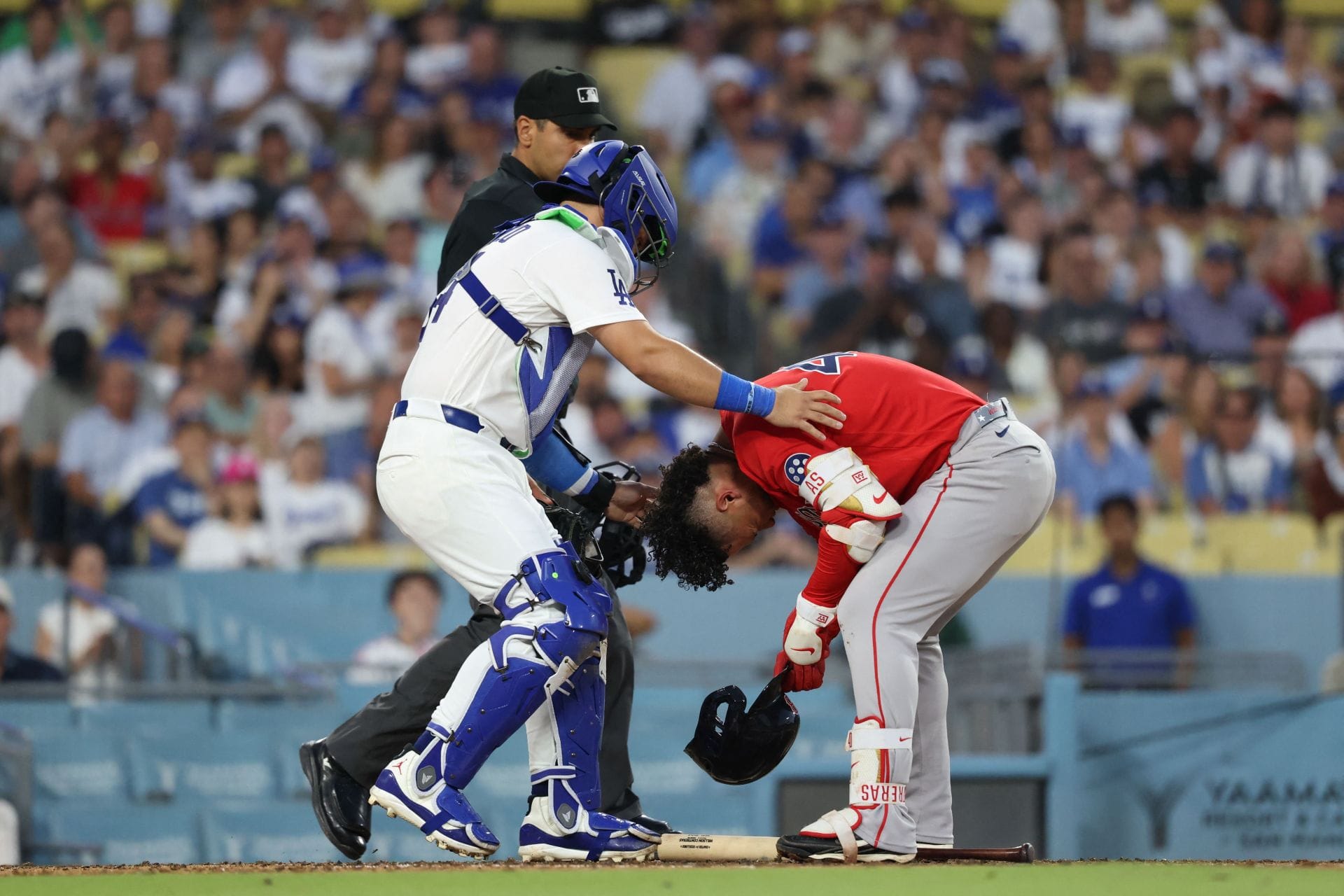"Drill Shohei Ohtani";"Should've thrown hands" - Fans react as Willson Contreras gets smoked by 95mph pitch to the head vs Dodgers