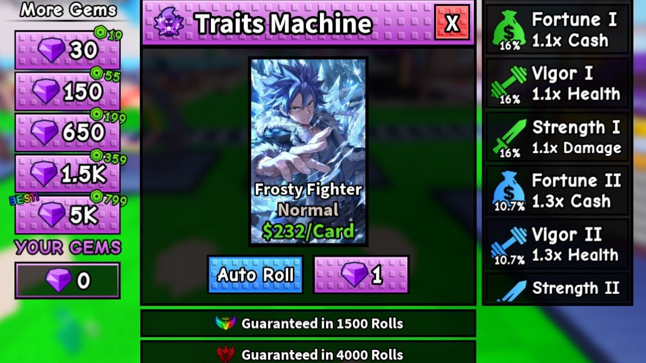 Every trait and its effect (Image via Roblox)