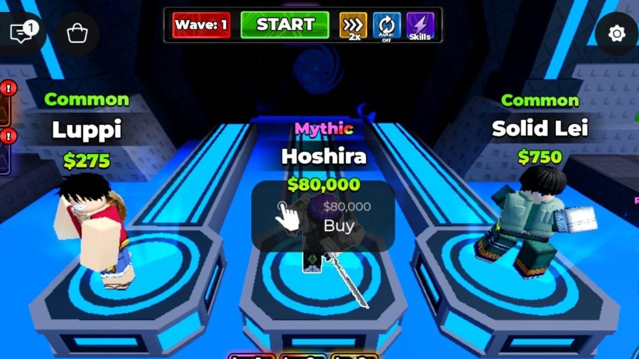 Roll for rare units and buy them with Cash (Image via Roblox)