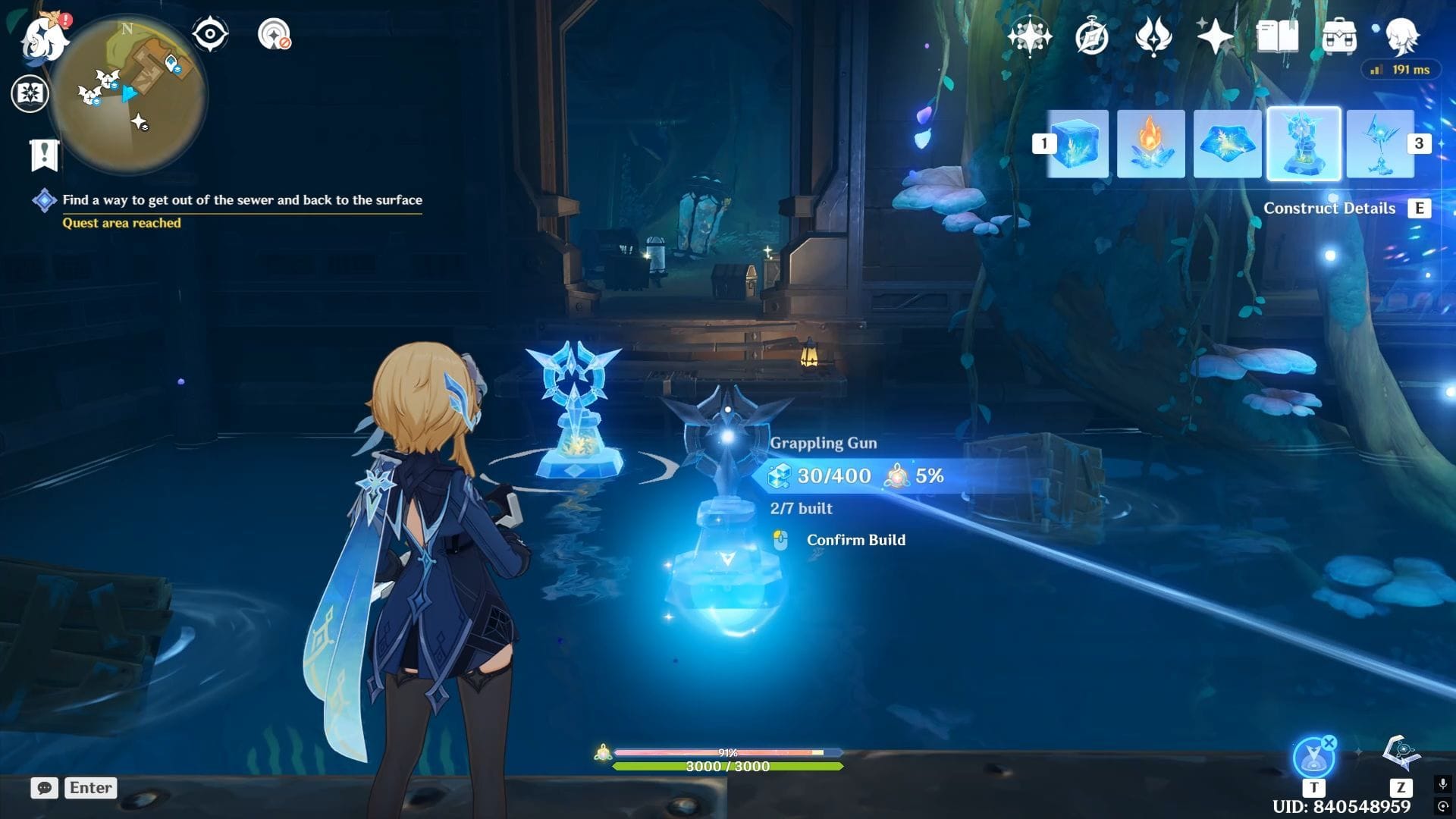 Place a grappling gun on the water (Image via HoYoverse)