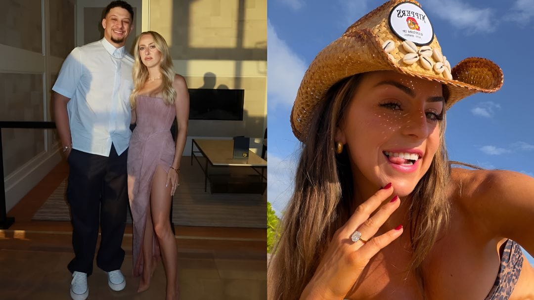 Haley Cavinder uses Gen Z slang as Brittany Mahomes dives into viral social media trend in Adidas crop top x leggings