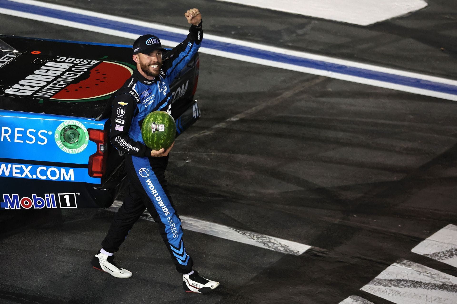 Ross Chastain reacts to the hilarious clip of him catching watermelon in a segment with Dion Dawkins
