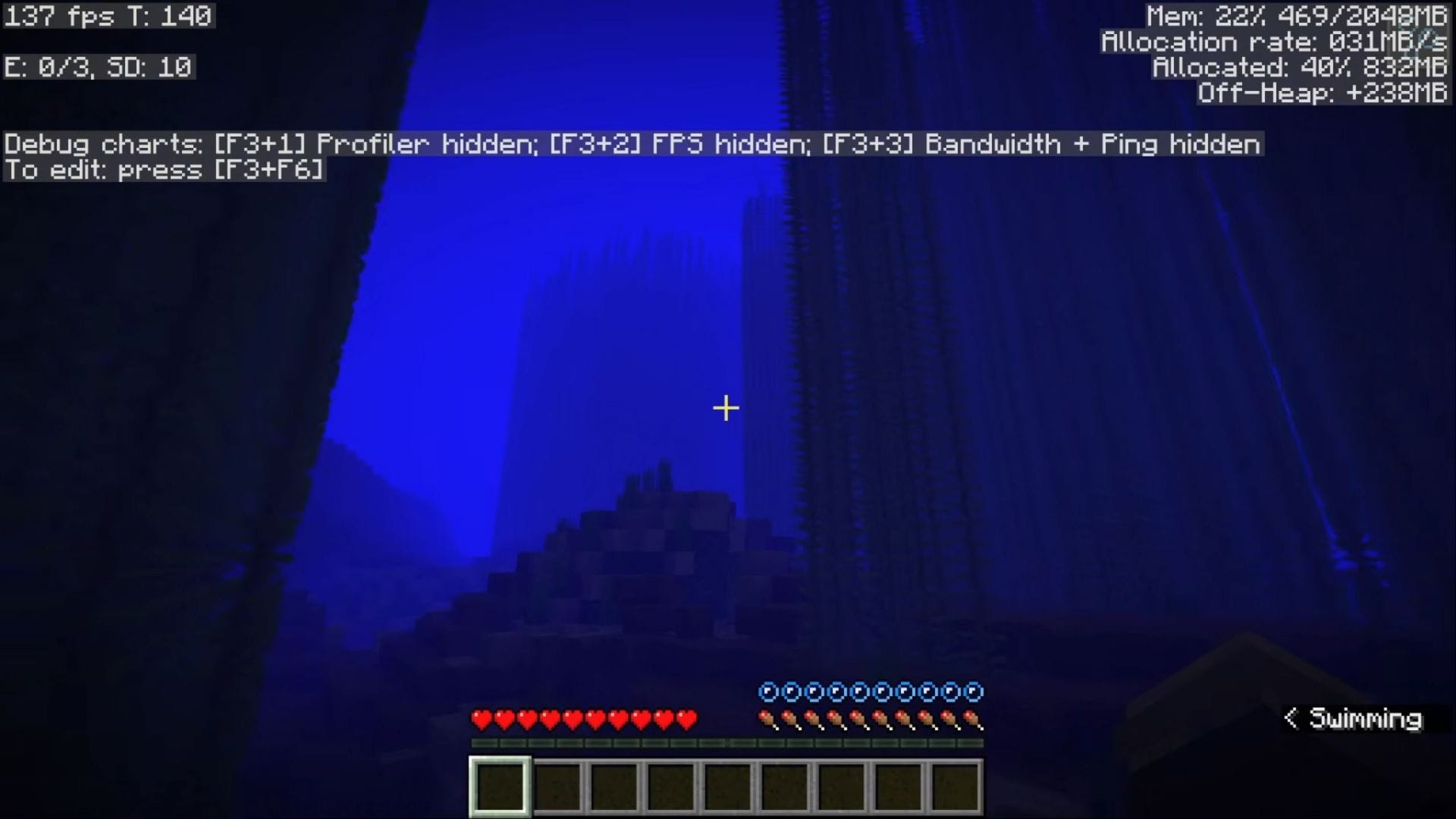 YouTuber deep underwater to find the creature (Image via Mojang Studios || YouTube/@Wifies)