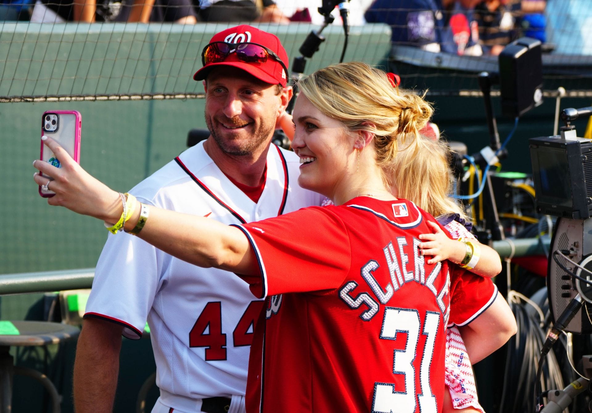 Max Scherzer's wife Erica rocks ribbed tank top with wide-leg jeans on the $3M Blue Jays star's historic night in Philadelphia 