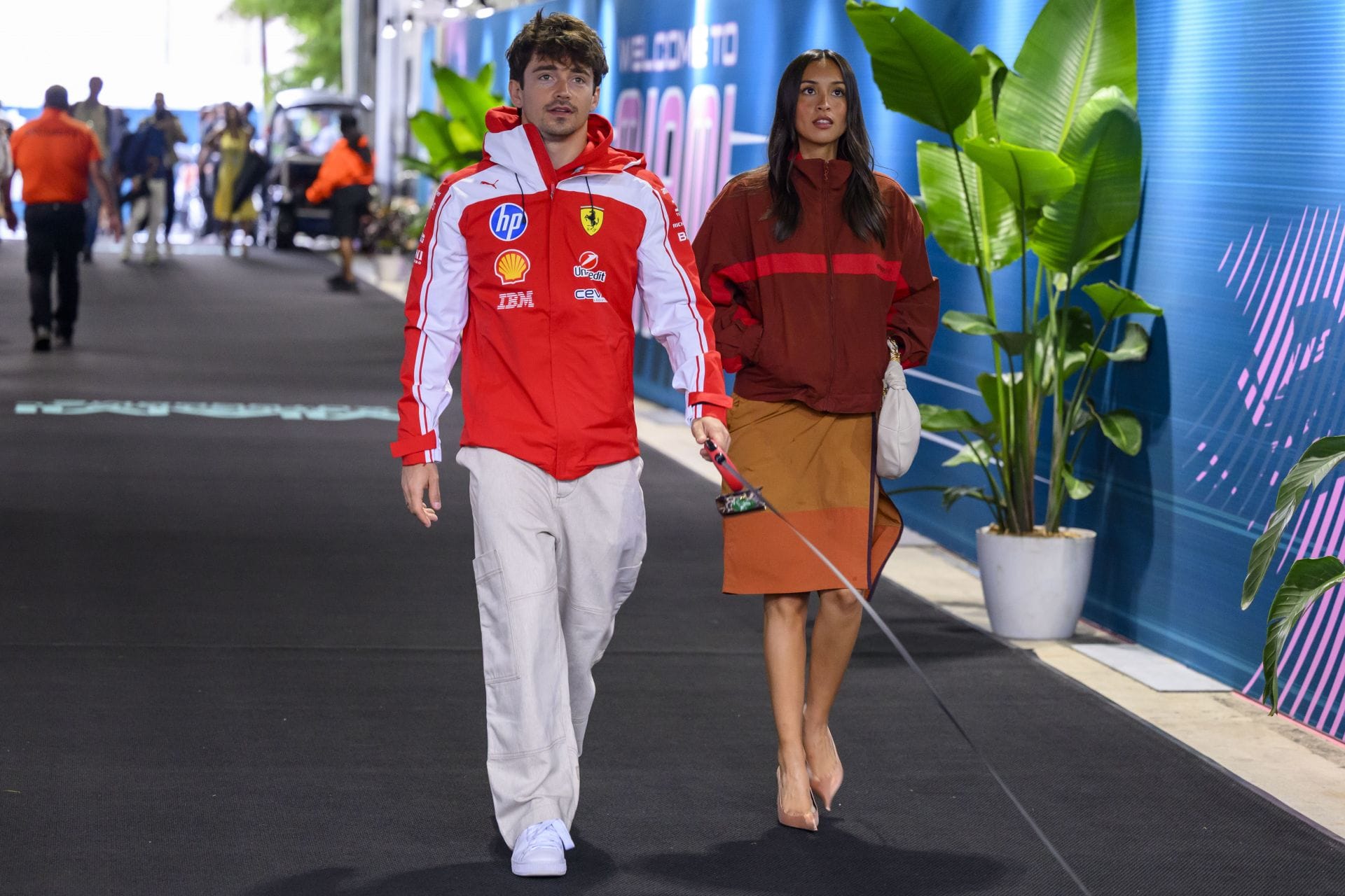 Charles Leclerc's wife, Alexandra, shows baby bump in a red bikini as the pair confirm pregnancy rumors