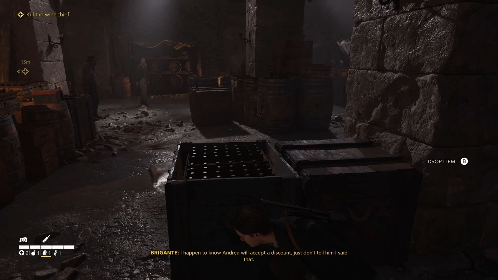 Find Andrea in the cellar (Image via 2K || YouTube/@ThatMuteGamer)