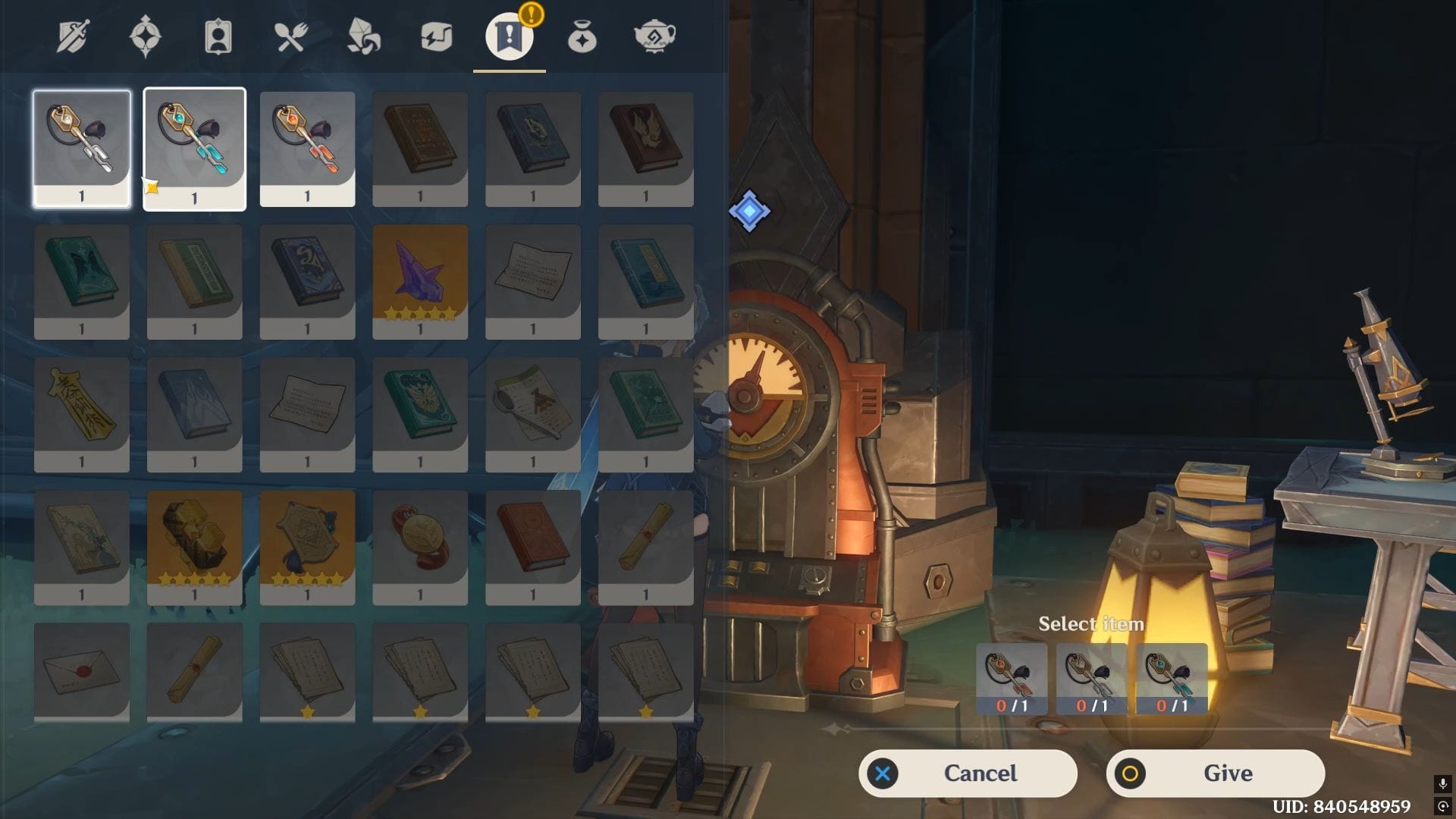 Insert all three keys into the control board (Image via HoYoverse)