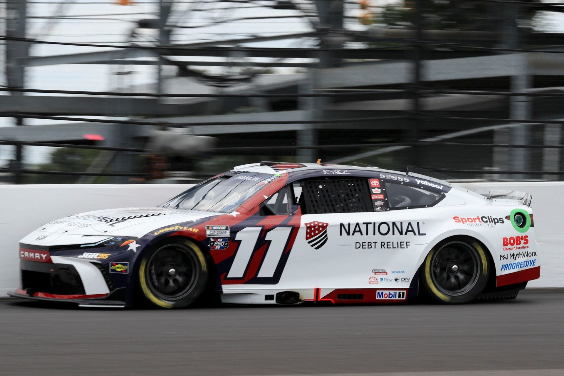 Denny Hamlin during practice for the Brickyard 400 on July 24, 2026. - Source: Imagn