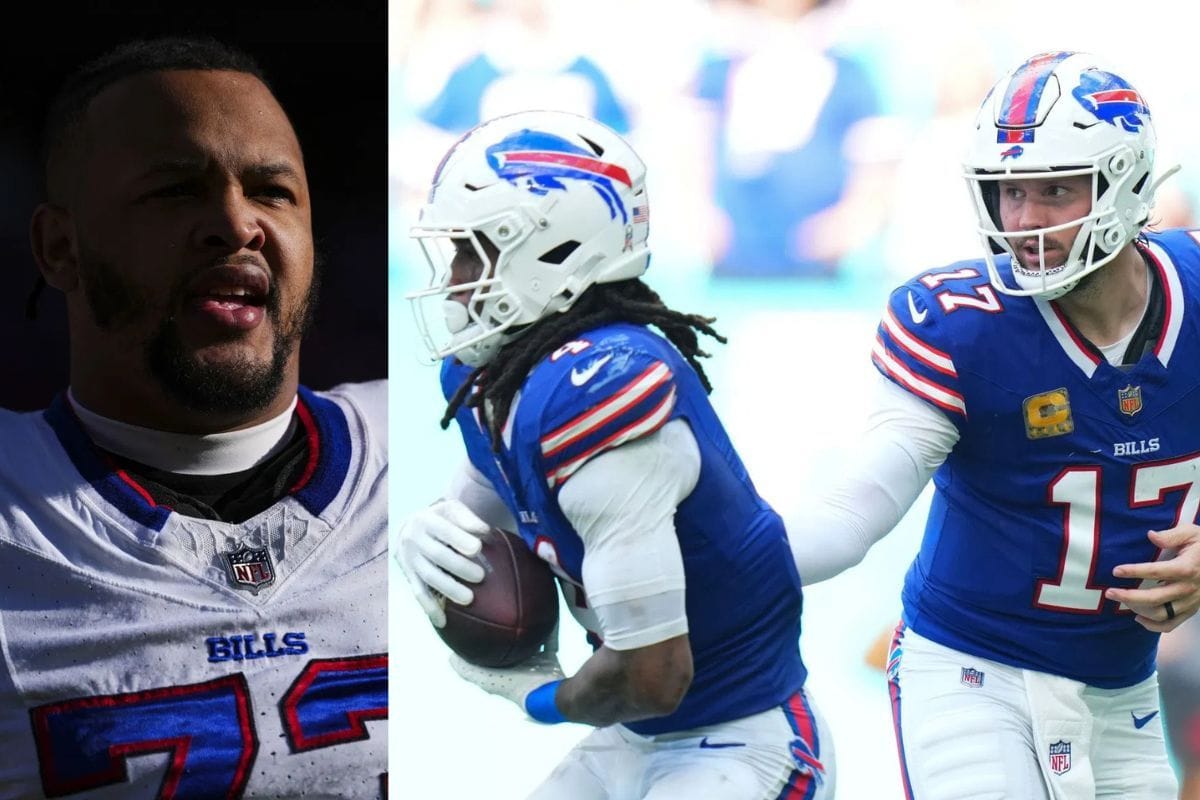"No wonder this team keeps choking," "This is nasty": NFL fans react to Bills LT Dion Dawkins "disrespecting" James Cook to "prop up" Josh Allen