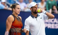Aryna Sabalenka and Novak Djokovic at the US Open at USTA Billie Jean King National Tennis Center in New York City (Photo by Getty Images)
