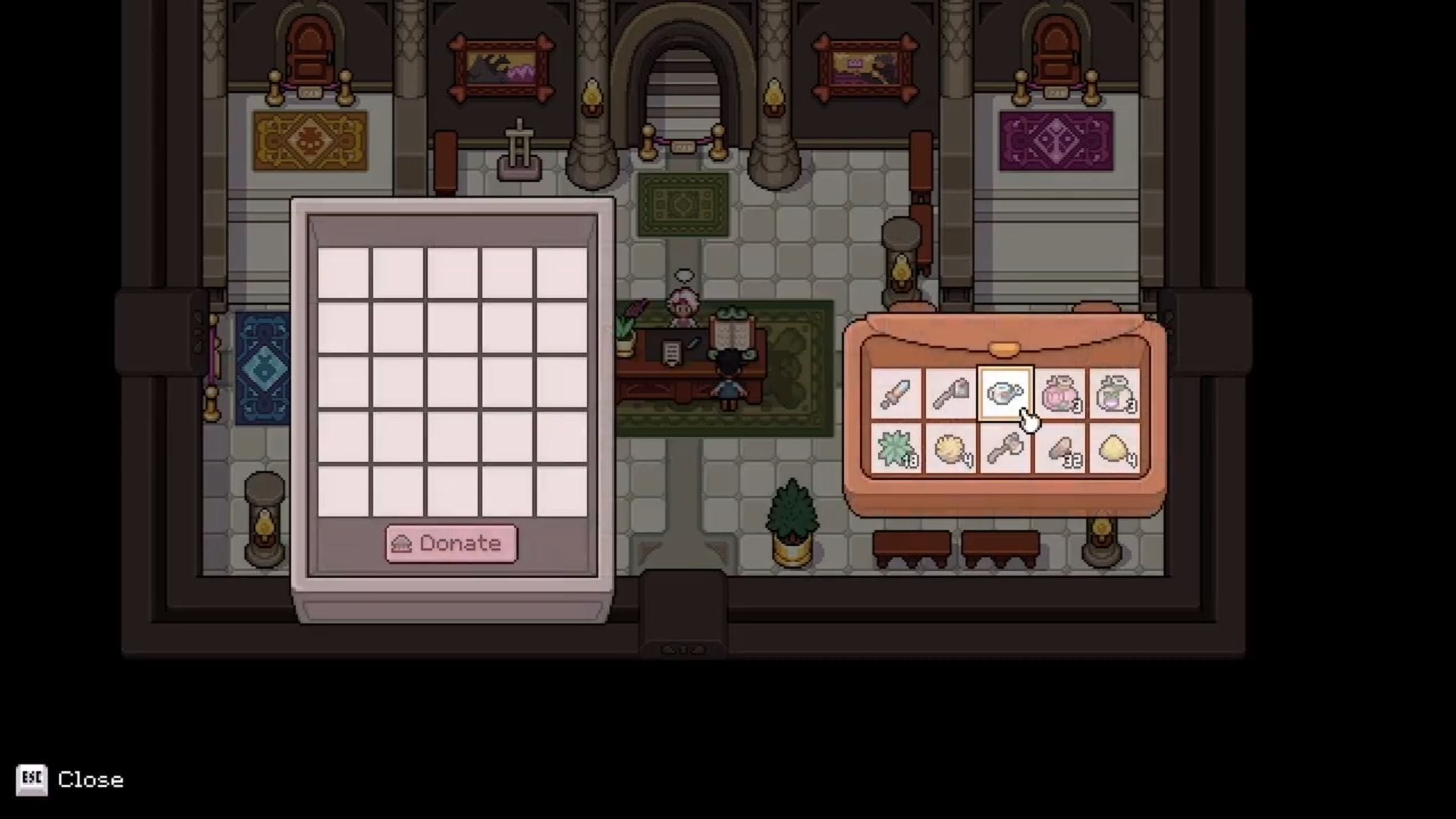 Donating items in Fields of Mistria museum (Image via NPC Studio || YouTube/@gamecmd)