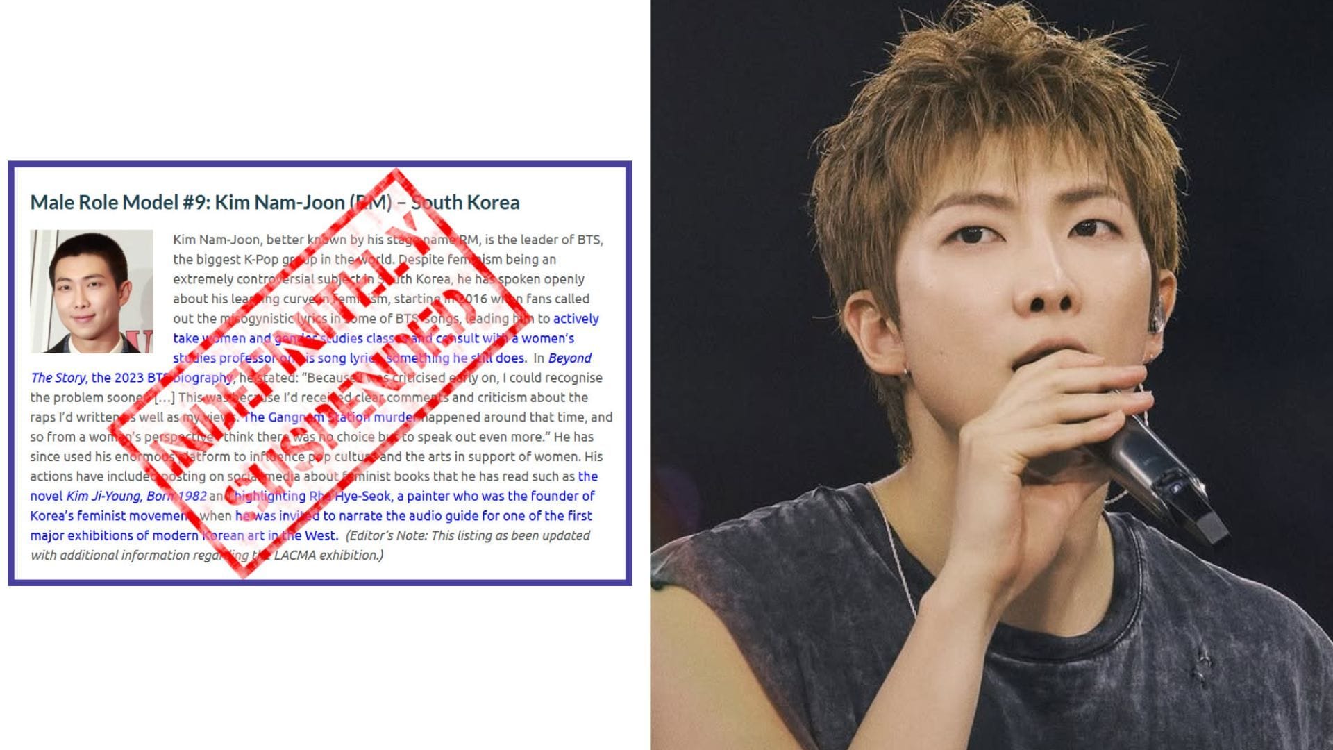 "When you stay silent" - Fans divided as BTS' RM gets "indefinitely suspended" as a male role model by The Pixel Project amid Chris Brown controversy