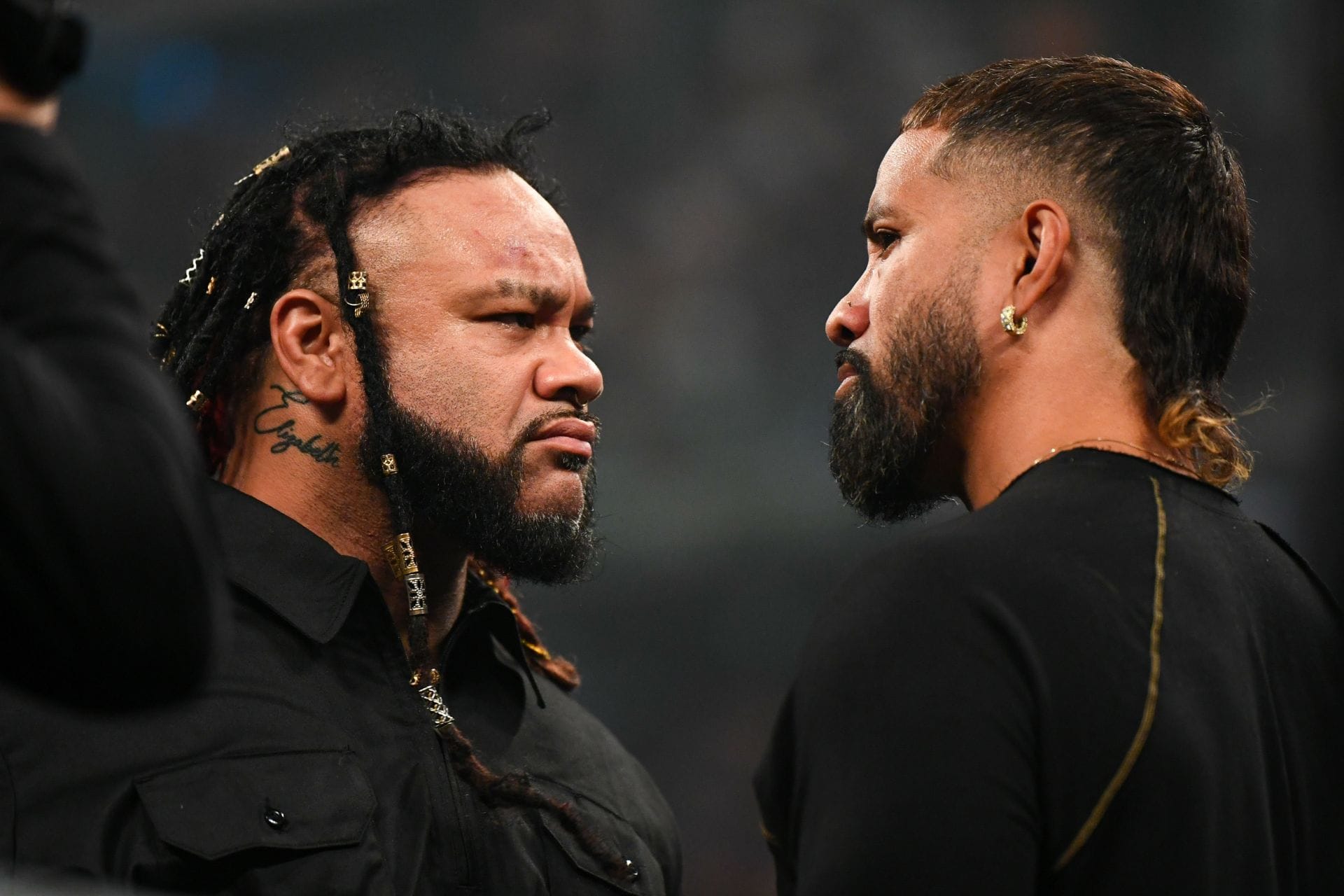 Jey Uso and Jacob Fatu trade shots in a tense backstage segment with The Bloodline on WWE RAW