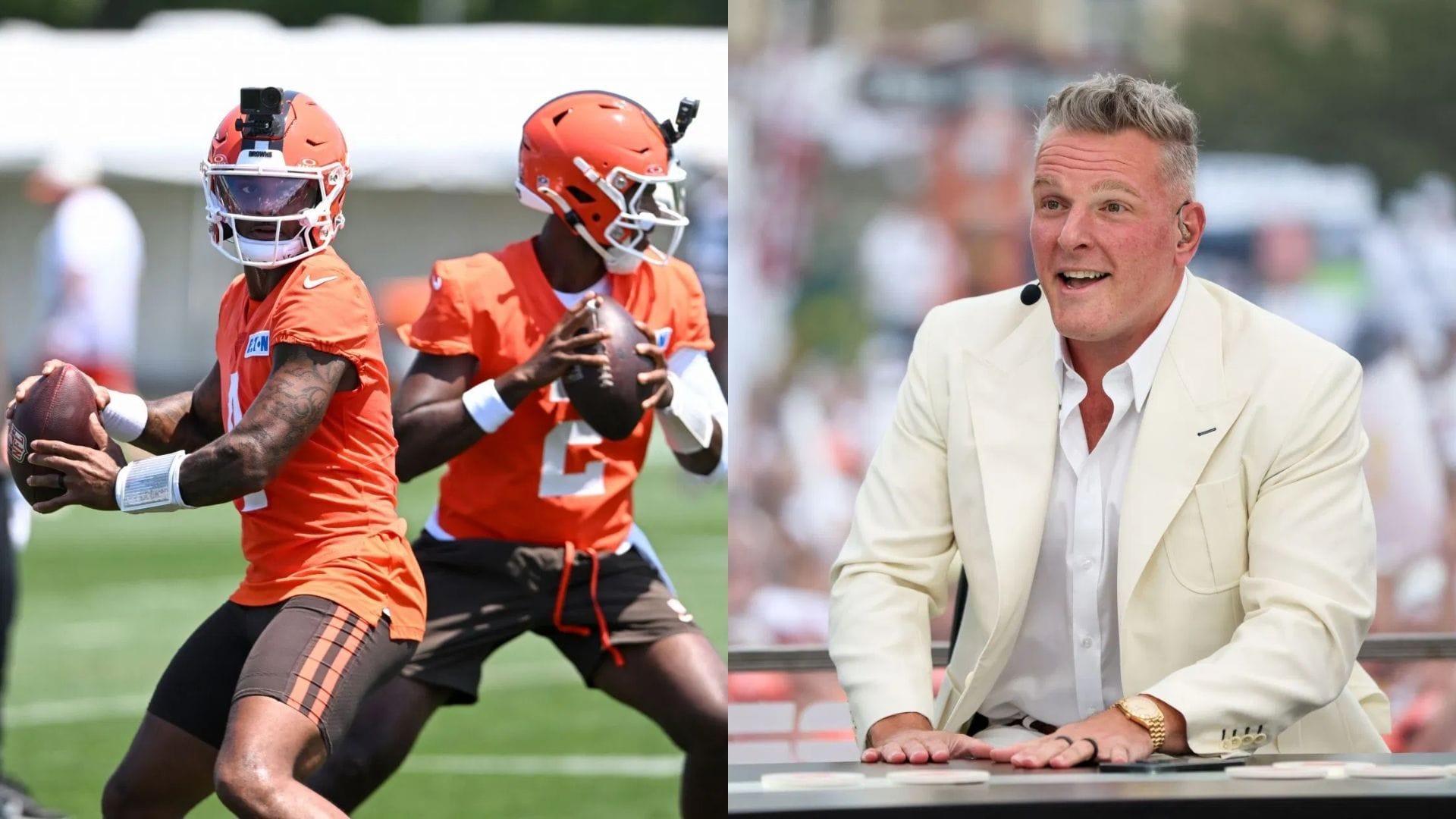 Pat McAfee stunned as Shedeur Sanders vs. Deshaun Watson battle gets intense after QB stats for day 7 of training camp go viral