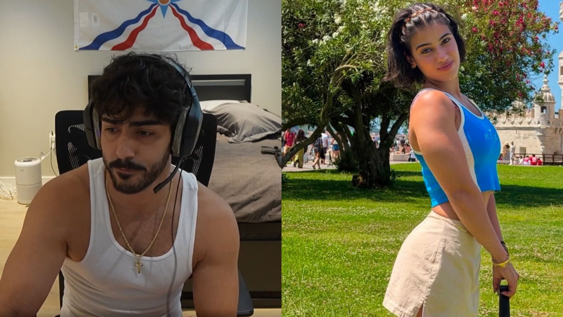 Who is Rawdogmoon? Sara Saffari goes off at Twitch streamer for pushing her into pool at Cinna's frat party