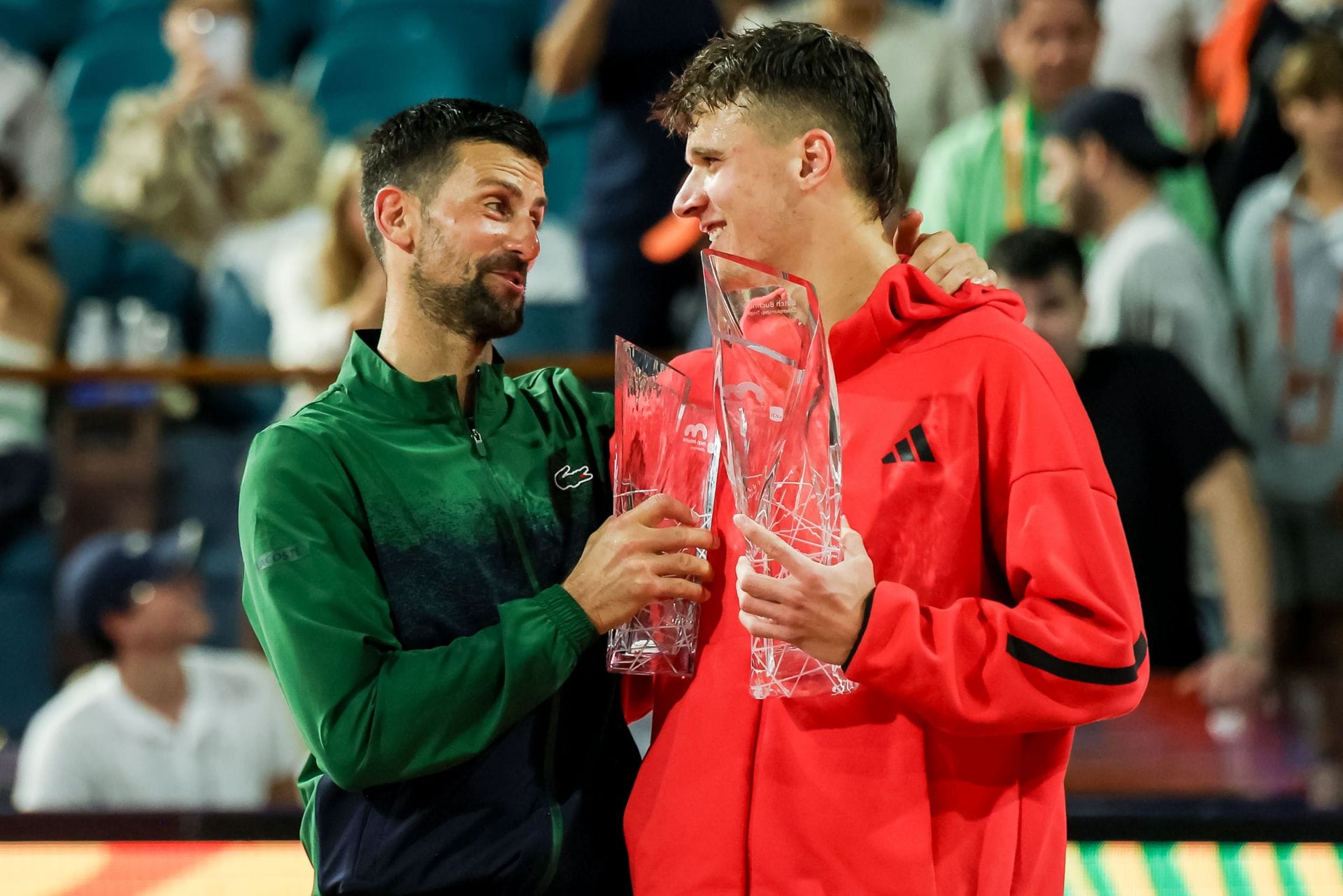 Jakub Mensik and Novak Djokovic at Miami Open 2025 - Source: Getty