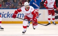 Larkin skates up the ice during a game - Source: Imagn