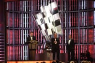 (L-R) Jeff Gordon, Brian France, and Tom Cruise - 2015 Hall of Fame. Source: Getty