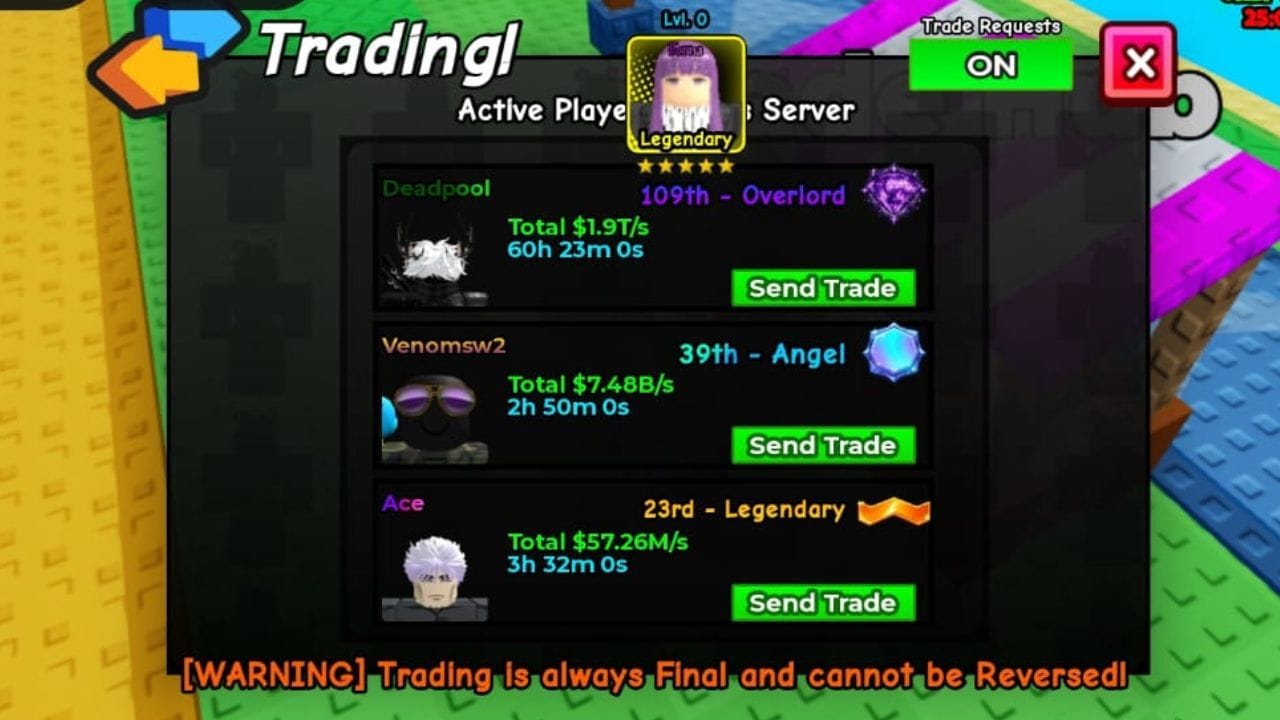 The trading window (Image via Roblox)