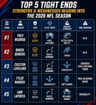 key strengths and weaknesses for our five best tight ends into the 2026 NFL season