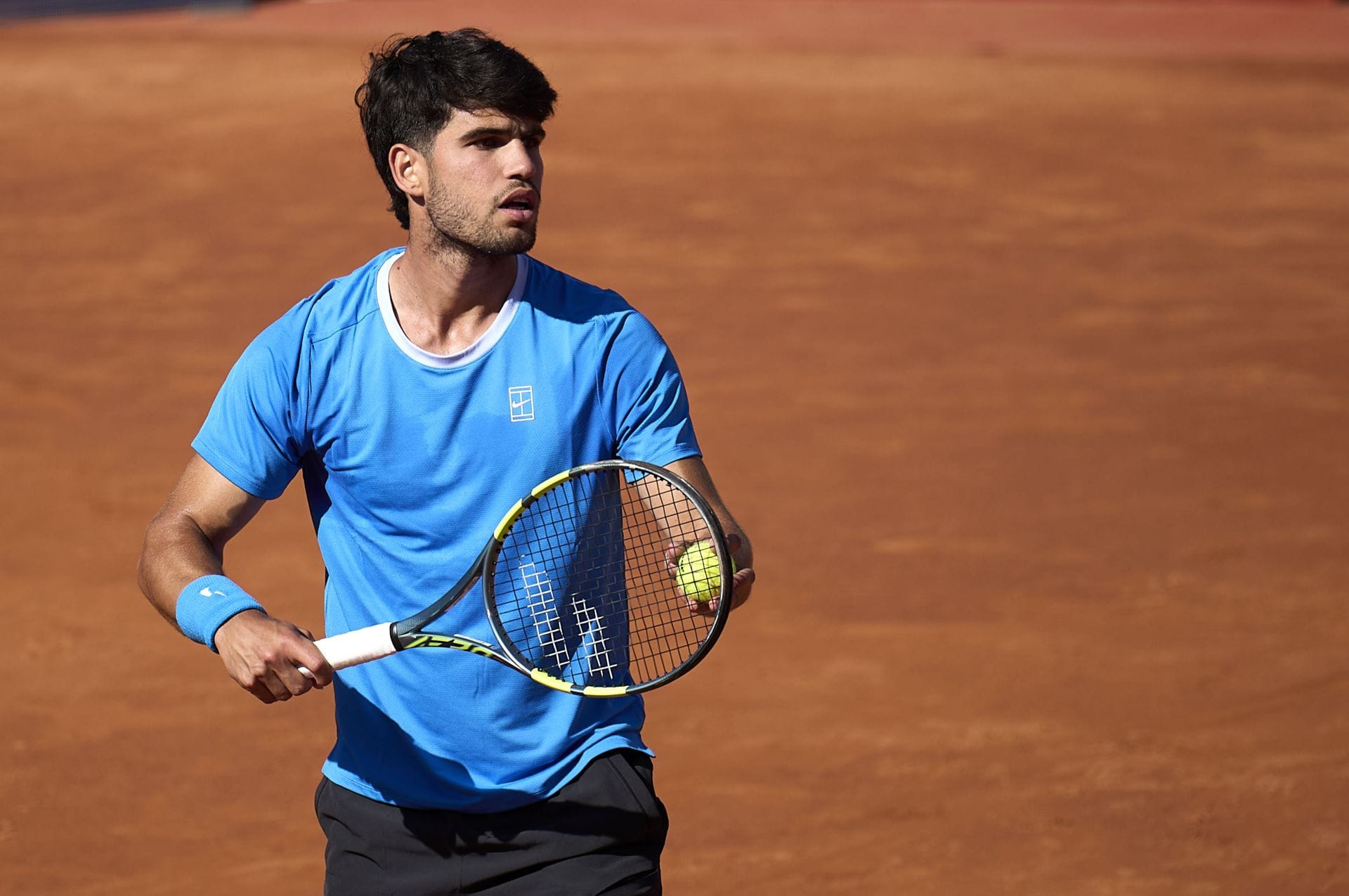 Carlos Alcaraz of Spain at the Barcelona Open in Spain. (Photo by Getty Images)