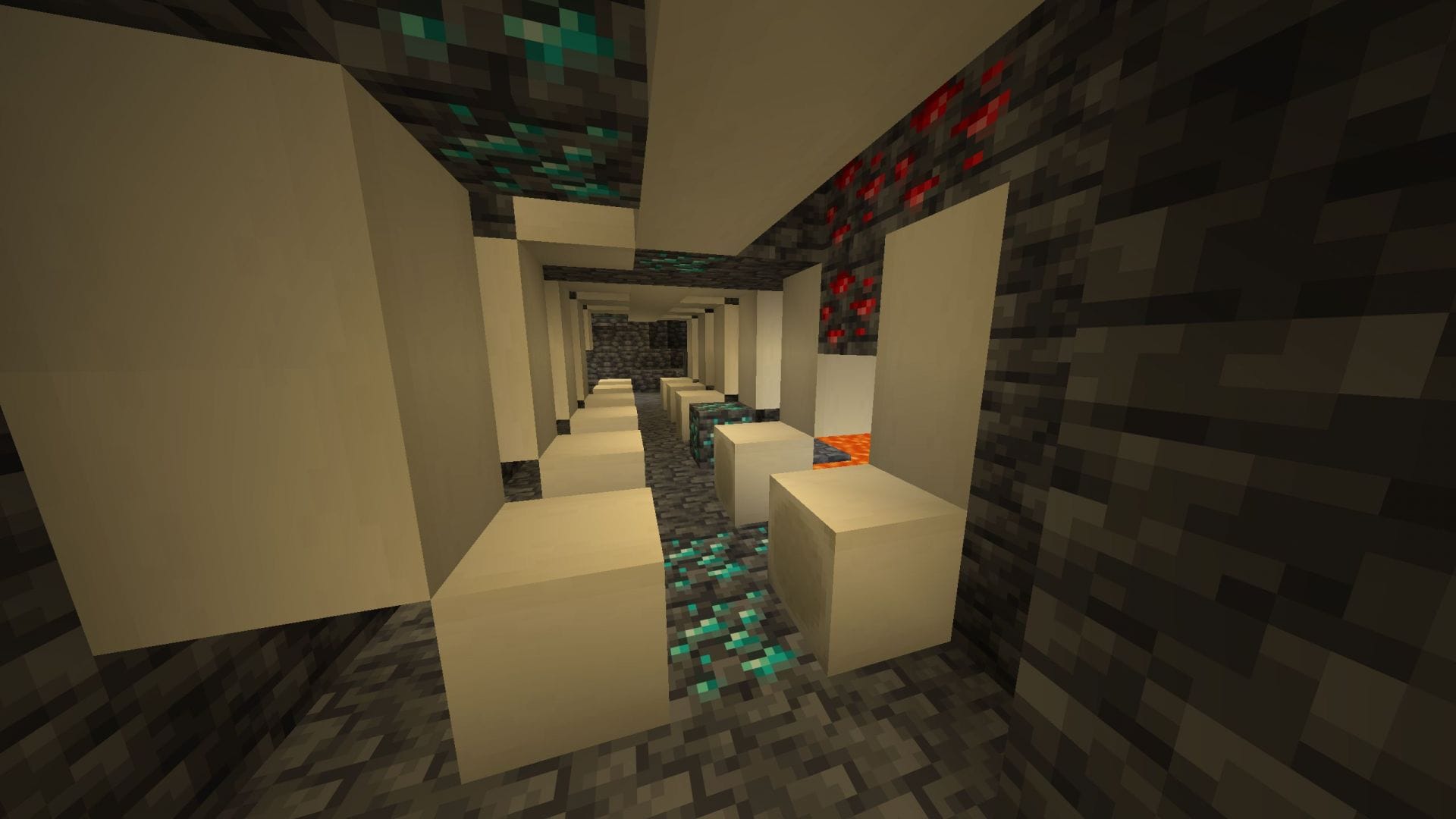 Fossil surrounded by diamond ores (Image via Mojang Studios || Sportskeeda)