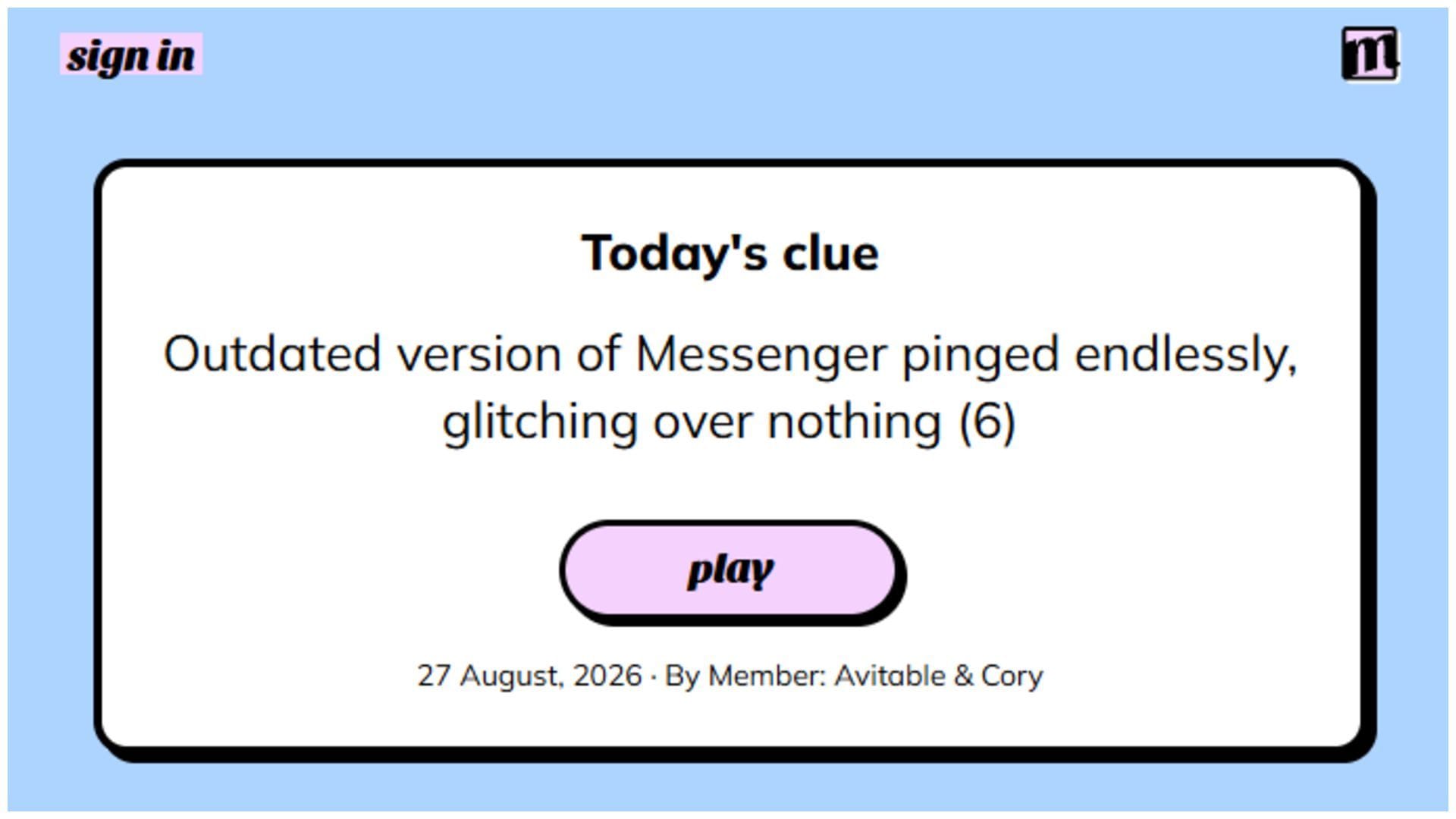 Hints for today's August 27, 2026 Minute Cryptic answer (Image via Minute Cryptic)