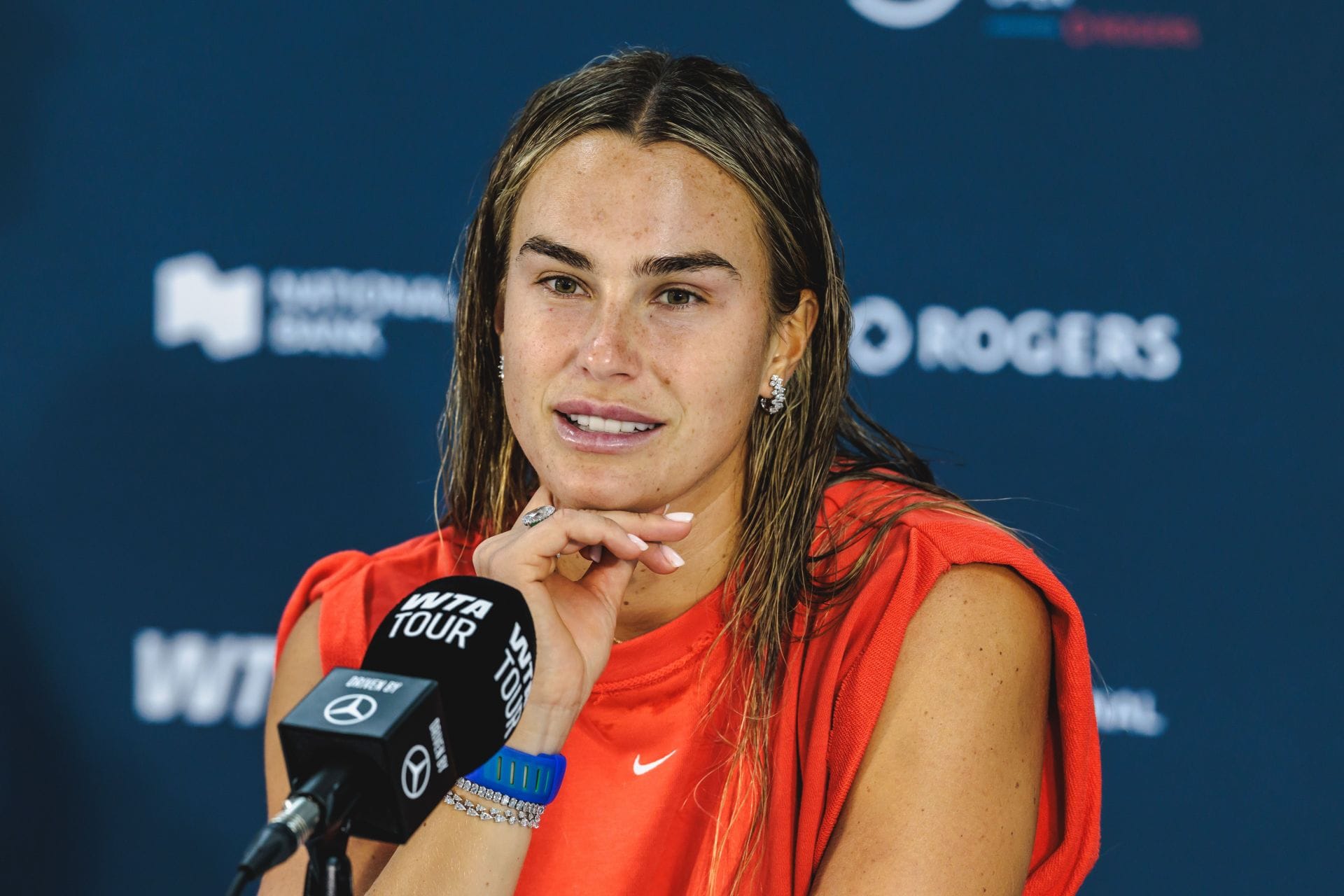Aryna Sabalenka at the WTA 1000 National Bank Open in Toronto, ON (Photo via Getty Images)
