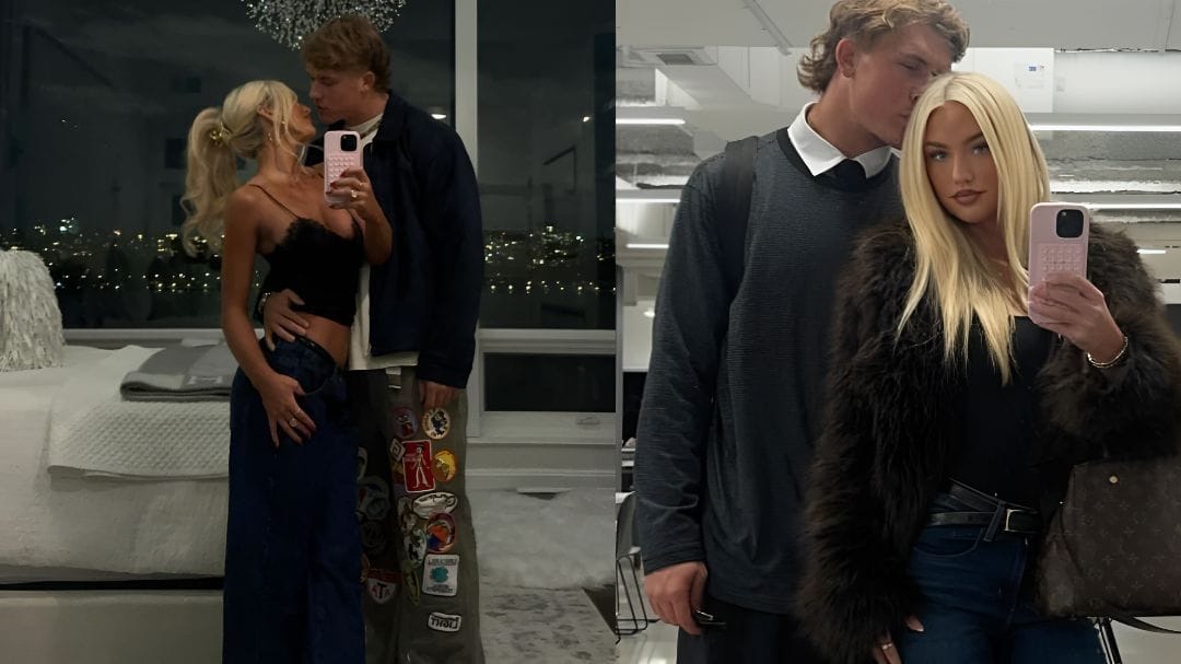 Jaxson Dart's GF Marissa Ayers gets cautious about looking "tasteful" in jaw-dropping '90s Versace fit for NFL game