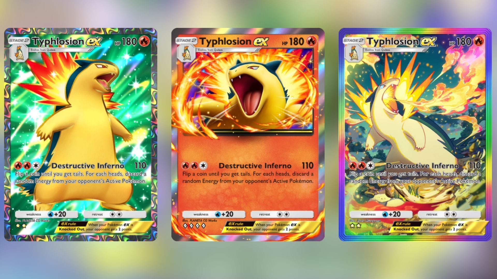 All Typhlosion ex variants in TCG Pocket (Image via The Pokemon Company)