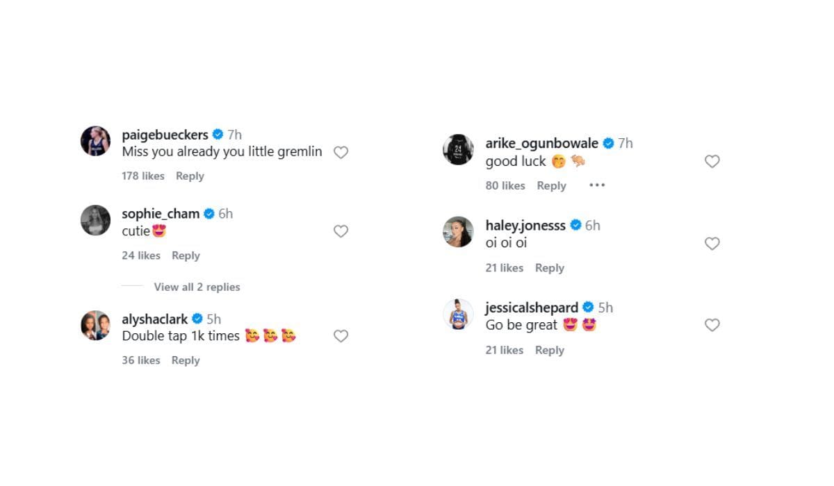 Paige Bueckers, Sophie Cunningham and other WNBA stars show love to Alanna Smith on IG (Source: IG@alannas96)