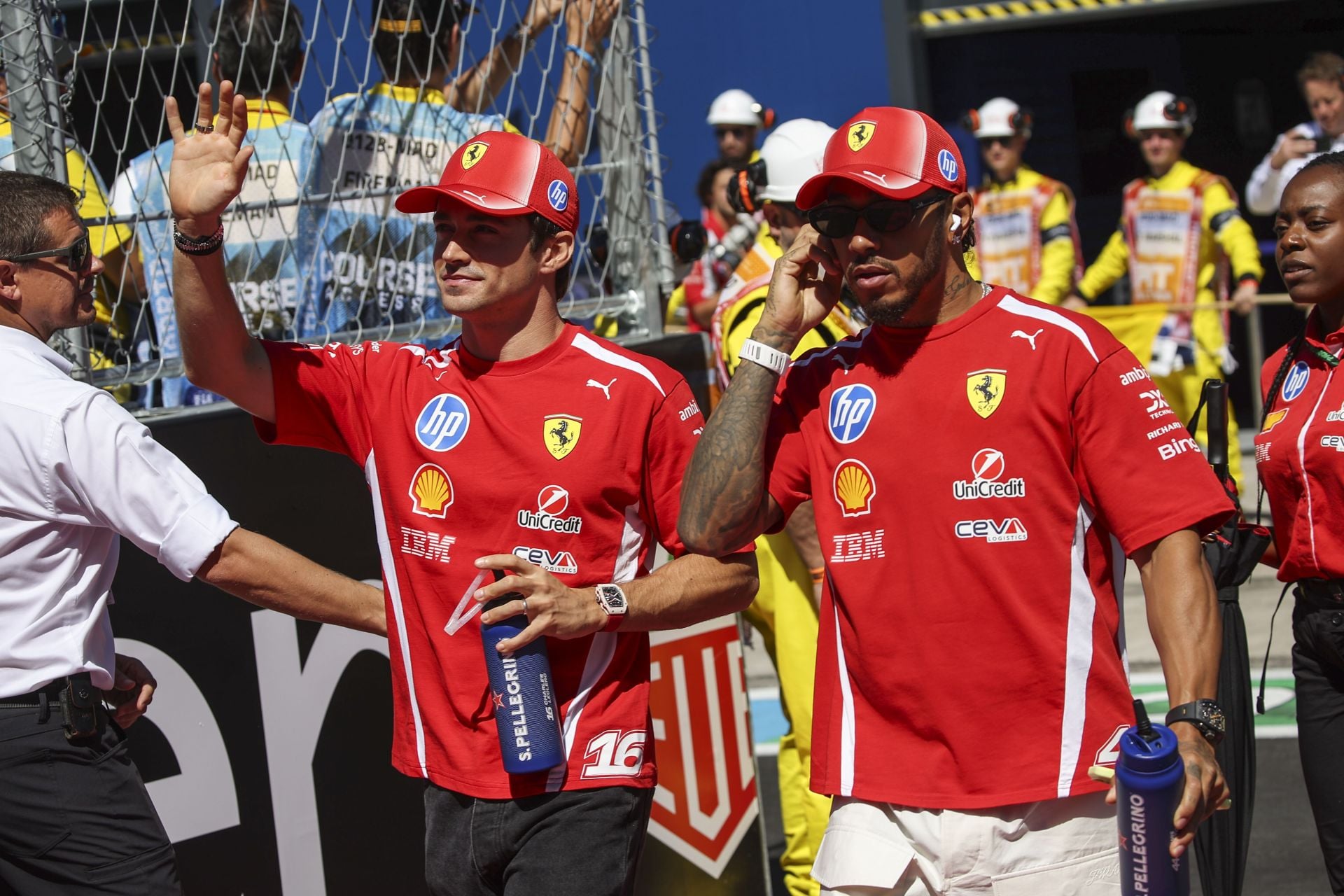 Lewis Hamilton and Charles Leclerc at the Spanish Grand Prix - Source: Getty