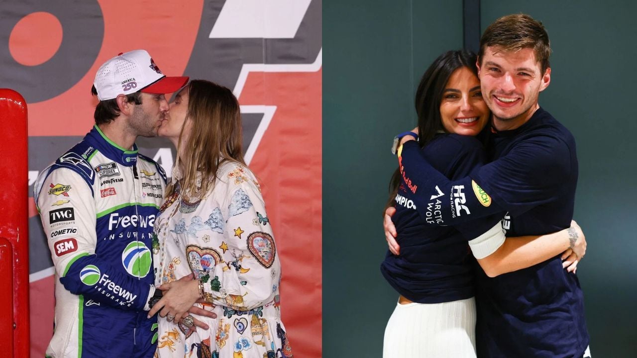 Max Verstappen and his girlfriend Kelly Piquet congratulate Daniel Suarez and Julia Piquet as they welcome baby boy