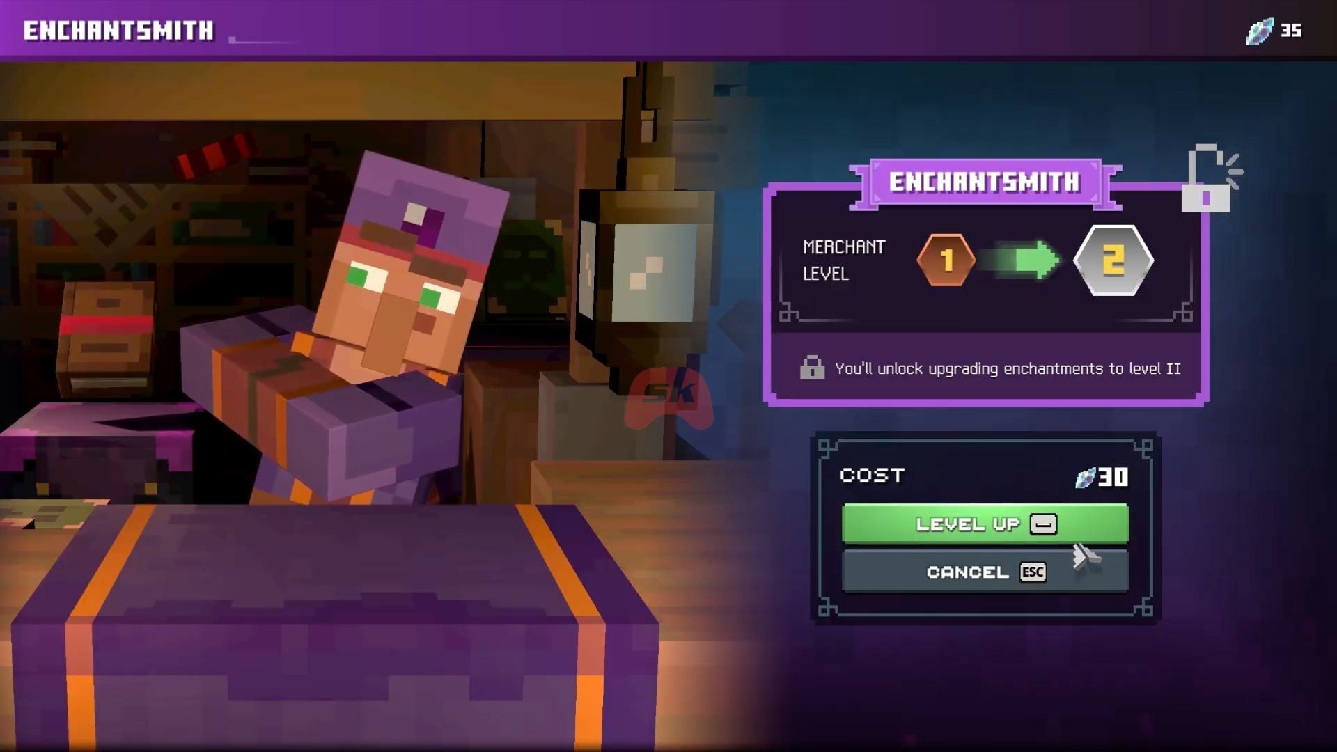 Echo Shards can be used to upgrade the merchant level for better offers (Image via Mojang Studios || SK Gaming)