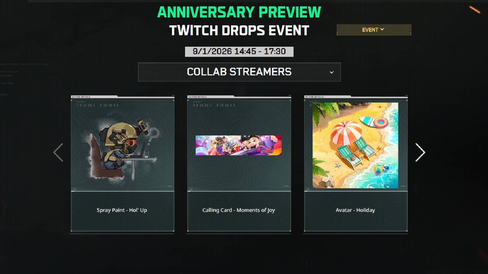 All rewards from Delta Force 2nd Anniversary Twitch Drops (Image via TiMi Studios)