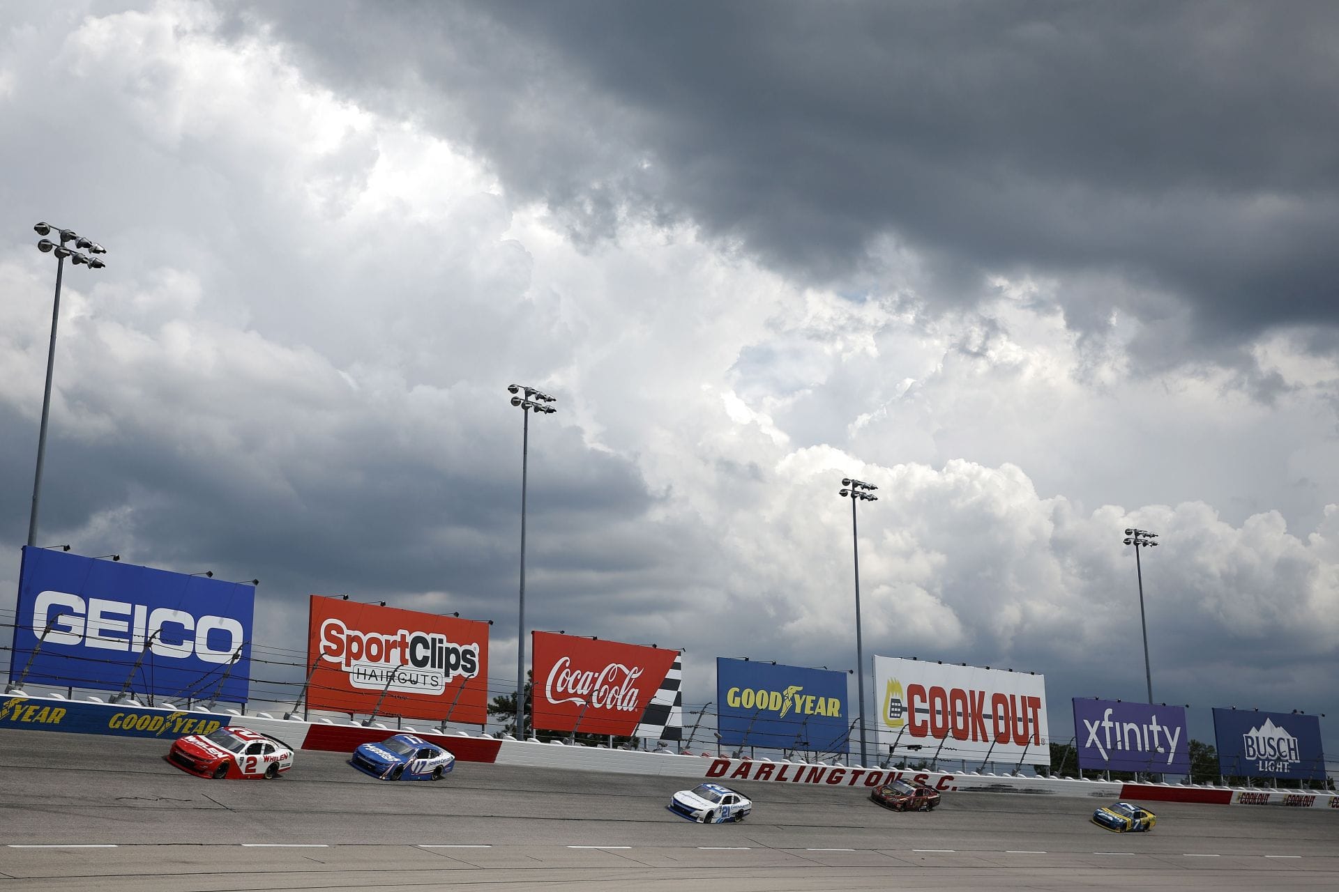 Why was the NASCAR Cook Out Southern 500 qualifying cancelled at Darlington Raceway?