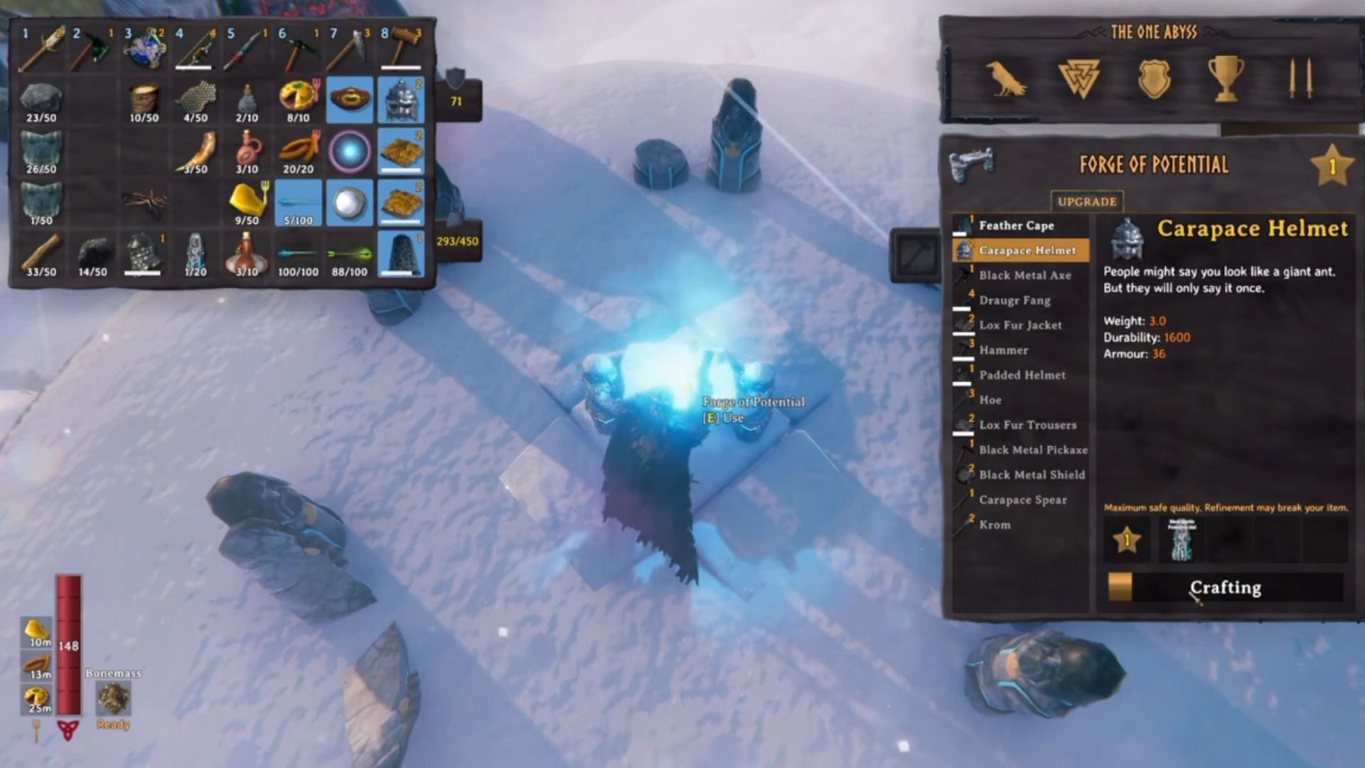 Use a forge (Image via Coffee Stain Publishing || YouTube/@Abyss)